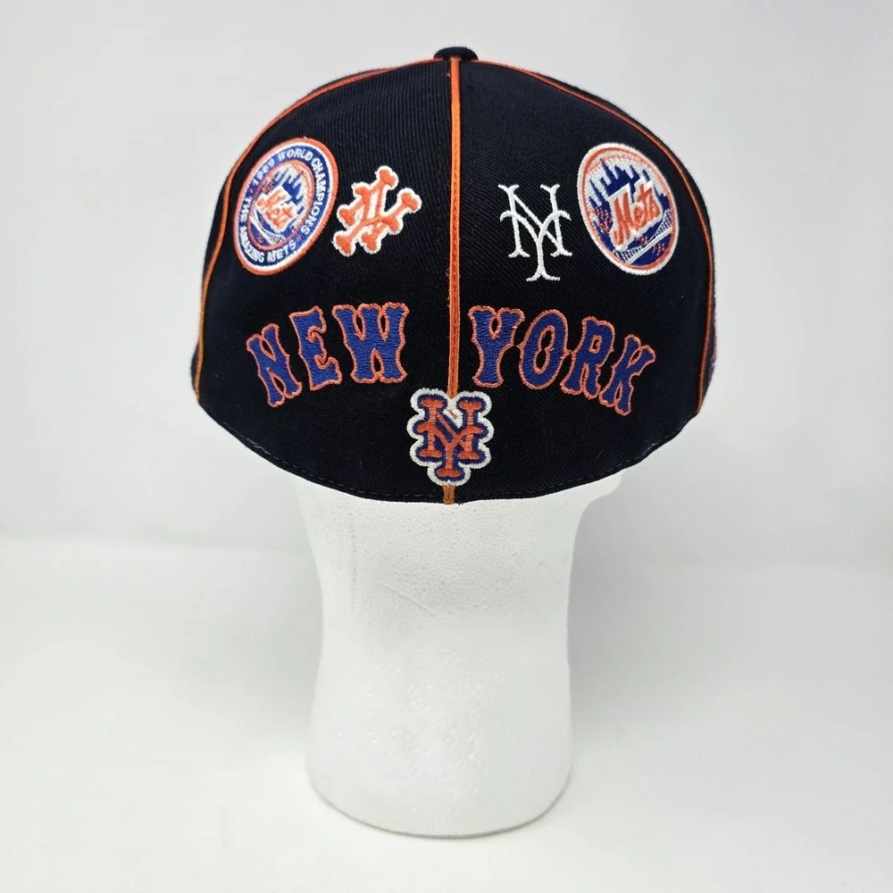 American Needle New York Mets Cooperstown Collection Multi Logo Hat Blue 7 7/8